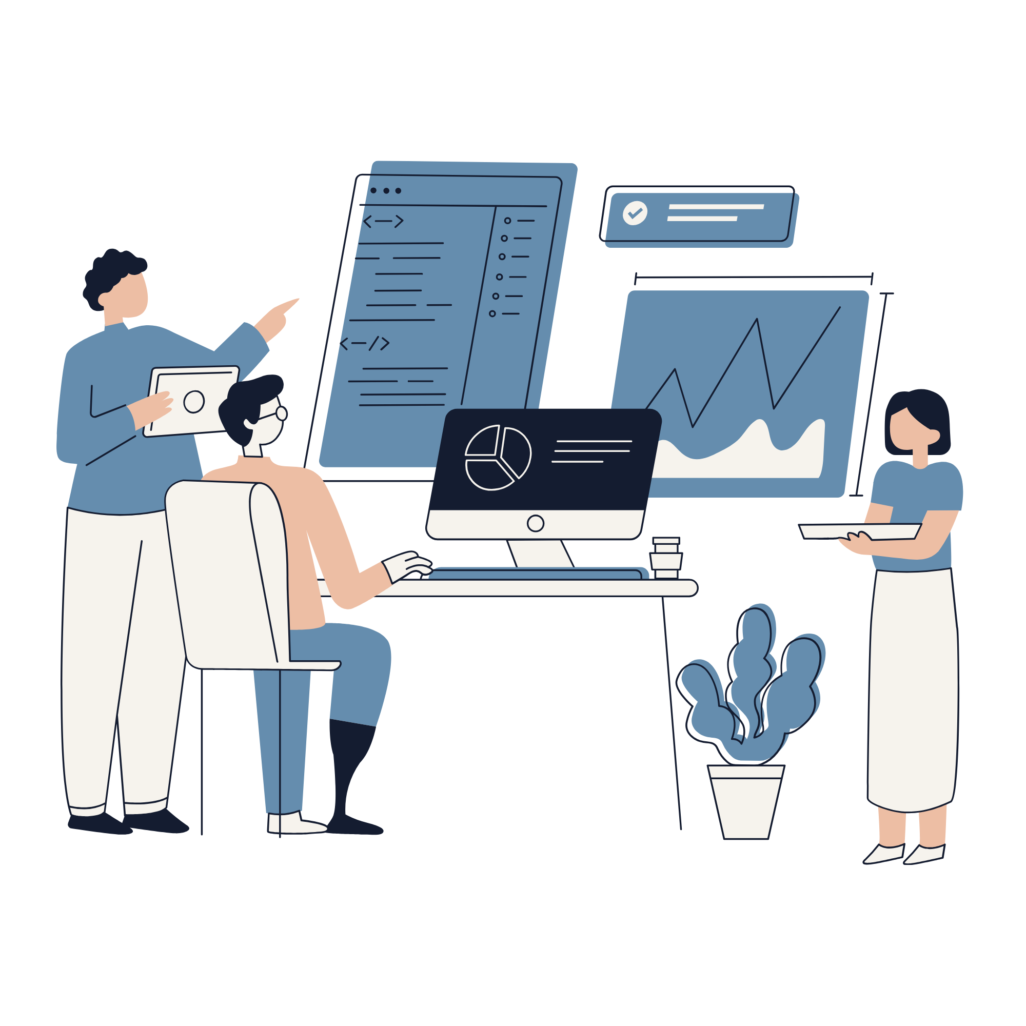 Equipo de trabajo colaborando en soluciones digitales